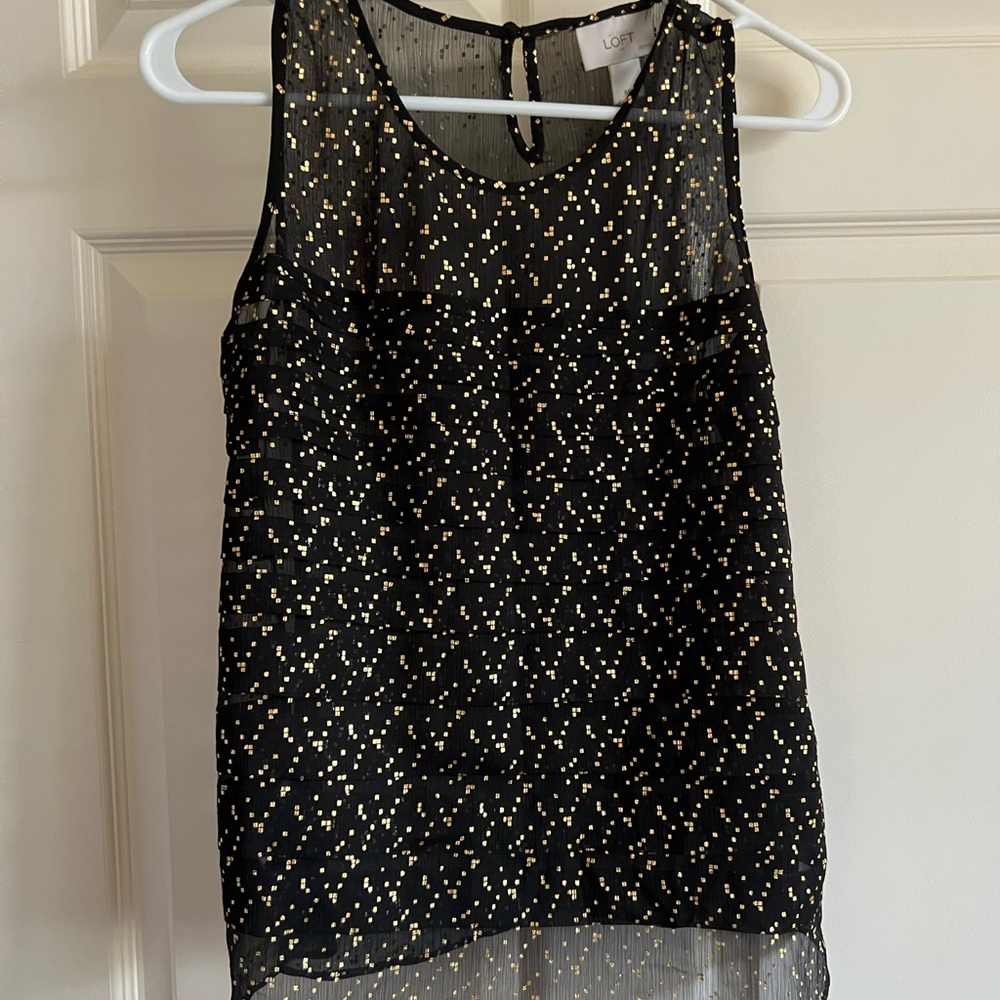 NWOT LOFT black semi sheer top